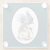 Waterverf Cello Vignette Glazen Onderzetter (Achterkant)