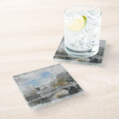 Waterverf Central Park Bridge Glass Onderzetter (Schuin)