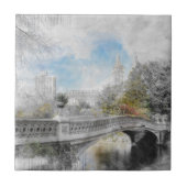 Waterverf Central Park Bridge Wall Decor Tegeltje (Voorkant)