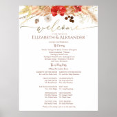 Waterverf Ceremonie Programma Sign Boho Floral Poster (Voorkant)