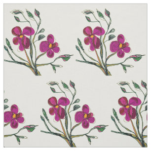 Waterverf Cerise Pink Flowers > Floral Fabric Stof