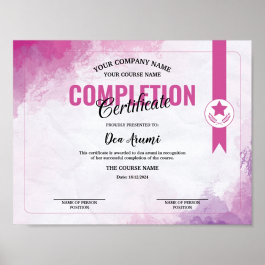 Waterverf certificaatvoltooiing poster (Voorkant)