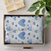 Waterverf Cerulean Harten & Gouden Glans Tissuepapier (Geschenk)