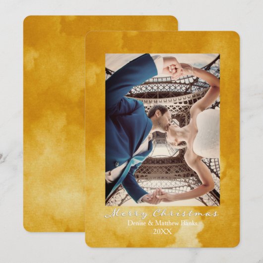 Waterverf Ceylon Geel. Elegante kerst Kaart (Voorkant / Achterkant)