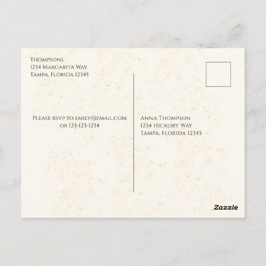 Waterverf Champagne Bruidsfeest Gast Aangesproken Briefkaart (Achterkant)