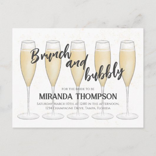 Waterverf Champagne Bruidsfeest Gast Aangesproken Briefkaart (Voorkant)