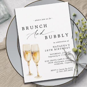 Waterverf Champagne Brunch & Bubbly Verjaardag Kaart