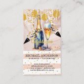 Waterverf Champagne / Confetti en ballonnen Visitekaartje (Voorkant)