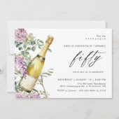 Waterverf Champagne Elegant Vrouwen 50ste Verjaard Kaart (Voorkant)