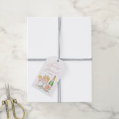Waterverf Champagne en Cake Floral Bridal Brunch Cadeaulabel (Met Touw)