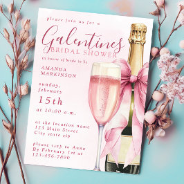Waterverf Champagne Galentines Bruidsfeest Kaart