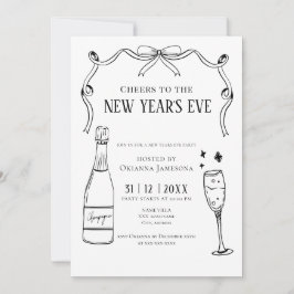 Waterverf Champagne Oud en Nieuw Feest Kaart