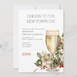 Waterverf Champagne Oud en Nieuw Feest Kaart