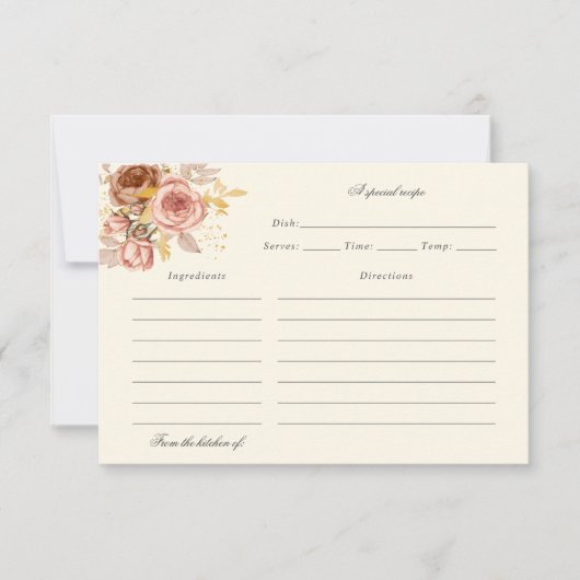 waterverf champagne rozen recept card bedankkaart (Voorkant)
