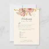 waterverf champagne-rozen RSVP met maaltijdkeuzes (Voorkant)