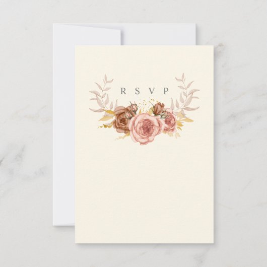 waterverf champagne-rozen RSVP met maaltijdkeuzes (Achterkant)