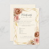 waterverf champagne-rozen RSVP met maaltijdkeuzes (Voorkant / Achterkant)