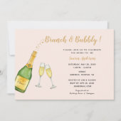 Waterverf Champagne vrijgezellenfeest roze & goud Aankondiging (Voorkant)