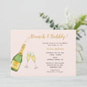 Waterverf Champagne vrijgezellenfeest roze & goud Aankondiging (Staand voorkant)