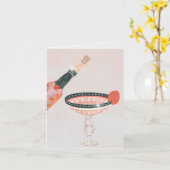 Waterverf  champagneglas kaart (Gele Bloem)