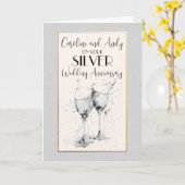 Waterverf Champagneglazen Jubileum Kaart (Gele Bloem)