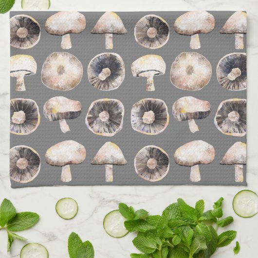 Waterverf champignon theedoek (Gevouwen)