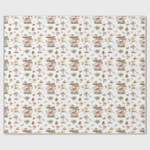 Waterverf champignonwikkelpapier | grillig hout cadeaupapier (Vlak)