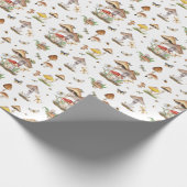 Waterverf champignonwikkelpapier | grillig hout cadeaupapier (Hoek)