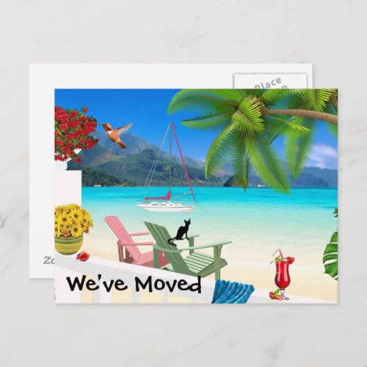 Waterverf Change of Address Briefkaart (Voorkant / Achterkant)