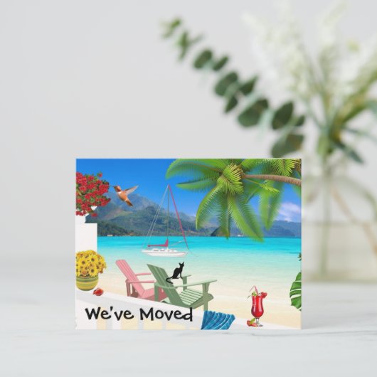 Waterverf Change of Address Briefkaart (Staand voorkant)