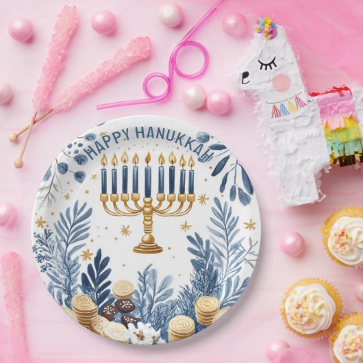 Waterverf Chanoeka feest Papieren Bordje (Feest)