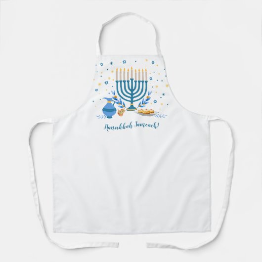 Waterverf Chanoeka Menorah Vakantie Schort (Voorkant)