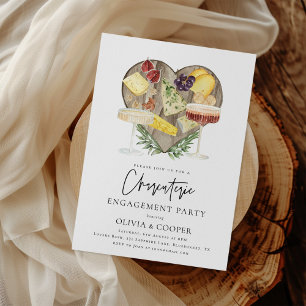 Waterverf Charcuterie Board Engagement Party Kaart