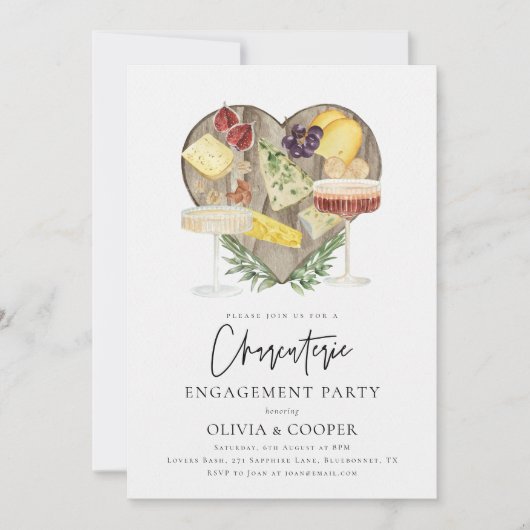 Waterverf Charcuterie Board Engagement Party Kaart (Voorkant)