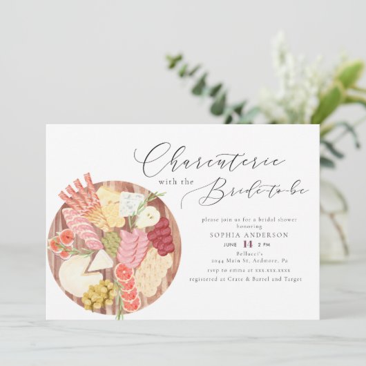 Waterverf Charcuterie Cheese Board Vrijgezellenfee Kaart (Staand voorkant)