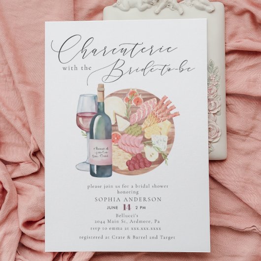 Waterverf Charcuterie Cheese Board Vrijgezellenfee Kaart