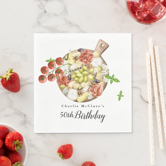 Waterverf Charcuterie van Italië verjaardag Servet (Insitu)