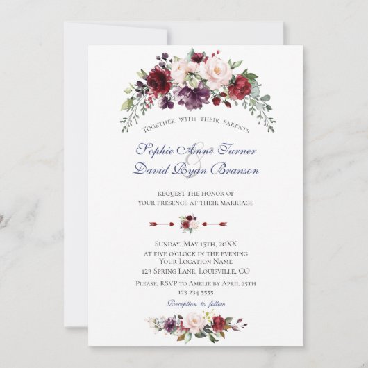 Waterverf Charm Bruidsboeket Bloemen Bruidstaart Kaart (Voorkant)