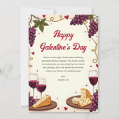Waterverf Charmante Wijn & Kaas Galentijnsdag Feestdagenkaart (Voorkant)