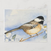 Waterverf charming Chickadee Flowers Briefkaart (Voorkant)