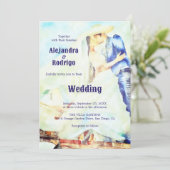 Waterverf Charro en bruid omarmen scène bruiloft Kaart (Staand voorkant)