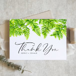 Waterverf Chartreuse Green Fern verlaat bruiloft Bedankkaart<br><div class="desc">Stuur bedankt met deze aanpasbare bruiloft bedankkaart. Het beschikt over een aquarel slinger van chartreuse groene varen bladeren. Personaliseer door uw gegevens toe te voegen. Deze groene bedankkaart is ideaal voor bruiloften,  baby showers,  afstuderen,  verjaardagen en meer. Overeenkomende objecten zijn beschikbaar.</div>