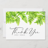 Waterverf Chartreuse Green Fern verlaat bruiloft Bedankkaart (Voorkant)