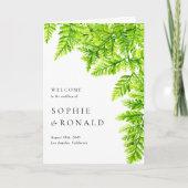 Waterverf Chartreuse Green Fern verlaat bruiloft Programma (Voorkant)