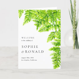 Waterverf Chartreuse Green Fern verlaat bruiloft Programma