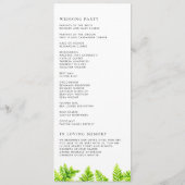 Waterverf Chartreuse Green Fern verlaat bruiloft Programmakaart (Achterkant)