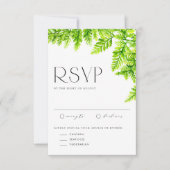 Waterverf Chartreuse Green Fern verlaat bruiloft RSVP Kaartje (Voorkant)