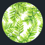 Waterverf Chartreuse Green Ferns Patroon Wedding Ronde Sticker<br><div class="desc">Voeg een groen accent toe aan je enveloppen en cadeaus met deze stickers. Het beschikt over aquarel chartreuse groene varen bladeren. Deze groene stickers zijn ideaal voor bruiloften,  baby showers,  vrijgezellenfeesten en meer.</div>