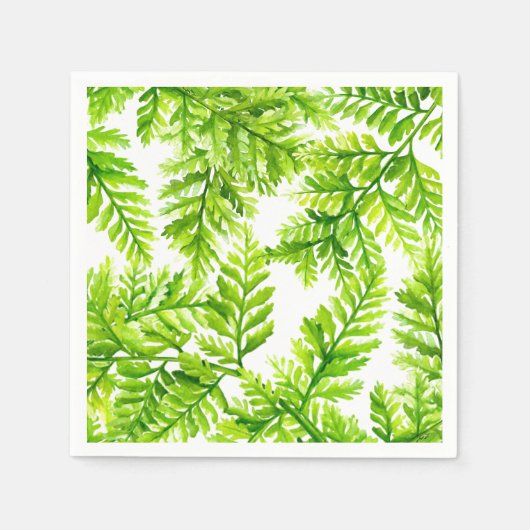 Waterverf Chartreuse Green Ferns Patroon Wedding Servet (Voorkant)