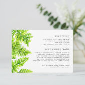 Waterverf Chartreuse Green Ferns Wedding Details Informatiekaartje (Staand voorkant)